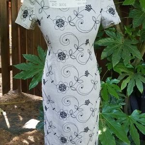 Liz Clairborne Black & Tan Lined Linen Dress